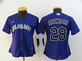 Women Rockies 28 Nolan Arenado Purple 2020 Nike Cool Base Jersey,baseball caps,new era cap wholesale,wholesale hats
